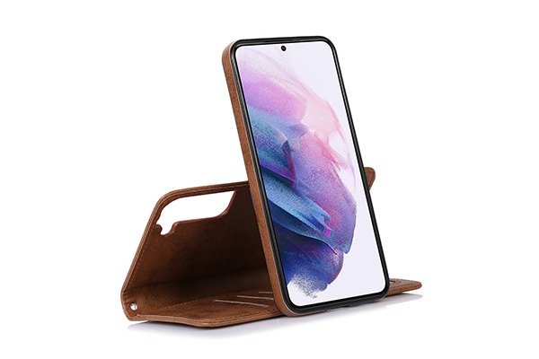 Samsung Galaxy S22 Magnetisk Flip Fodral-Brun