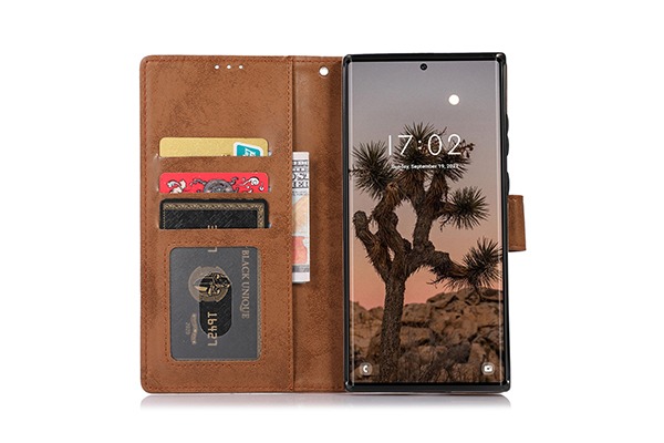 Samsung Galaxy S22 Ultra Magnetic Flip Fodral, Brun